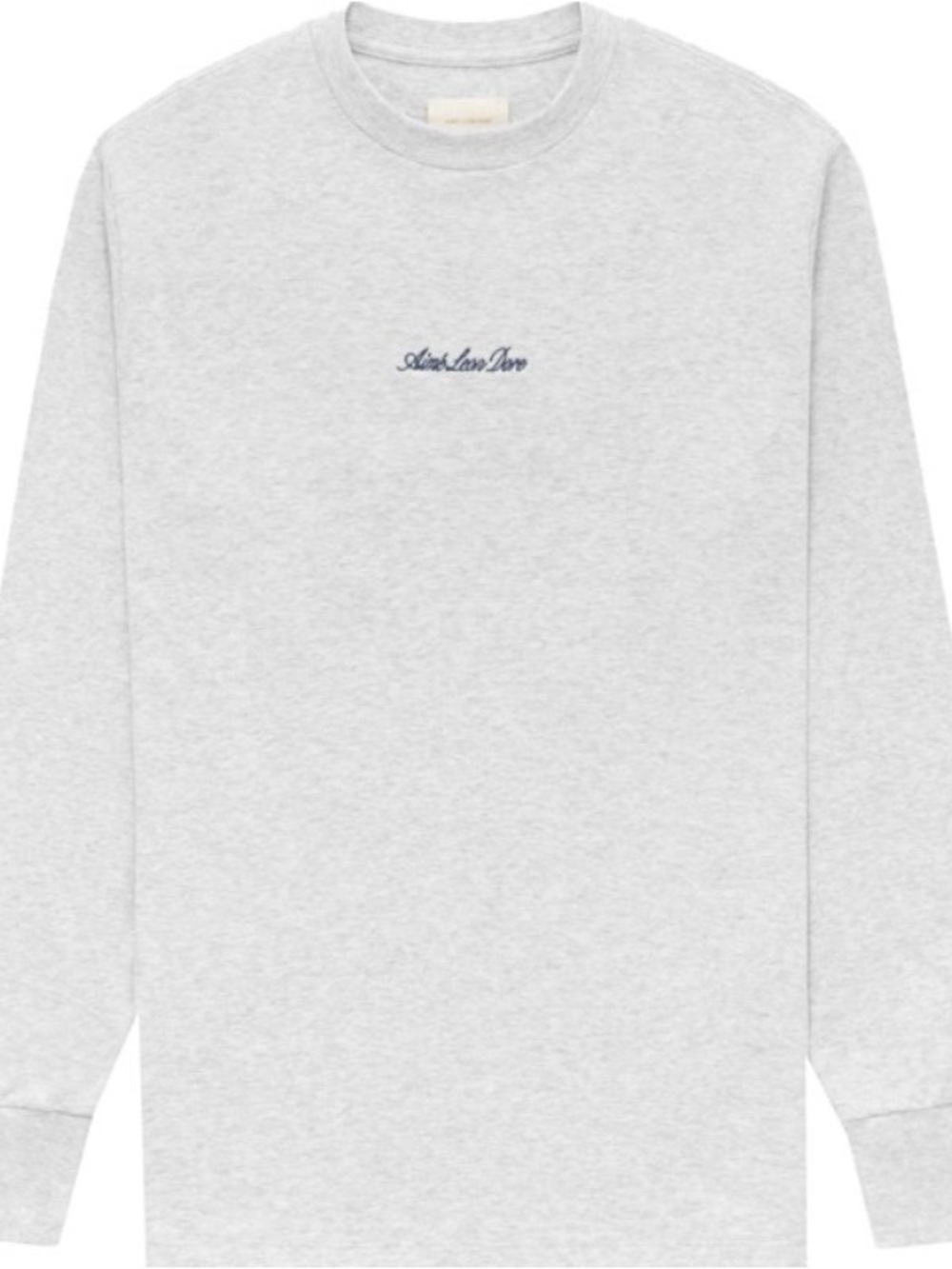 Aime Leon Dore Gray Sweatshirt with Cream Label and Gold Text